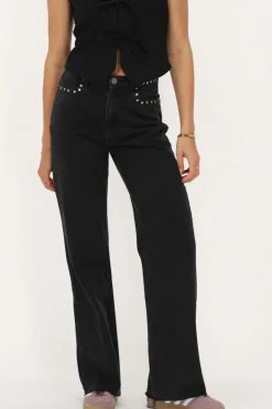 Zwarte Jeans Met Wijde Pijpen & Studs