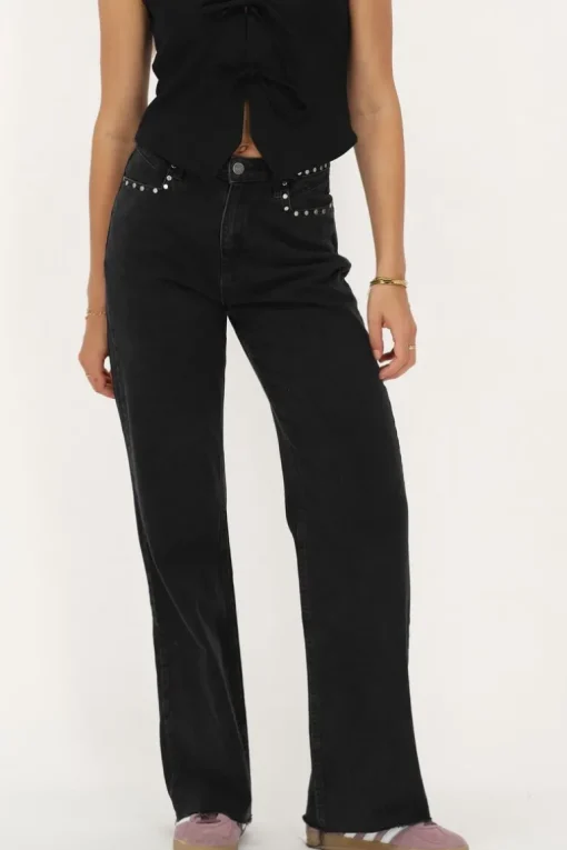 Zwarte Jeans Met Wijde Pijpen & Studs