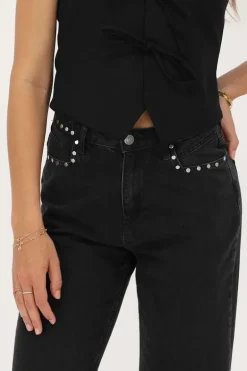Zwarte Jeans Met Wijde Pijpen & Studs
