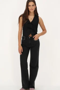 Zwarte Jeans Met Wijde Pijpen & Studs