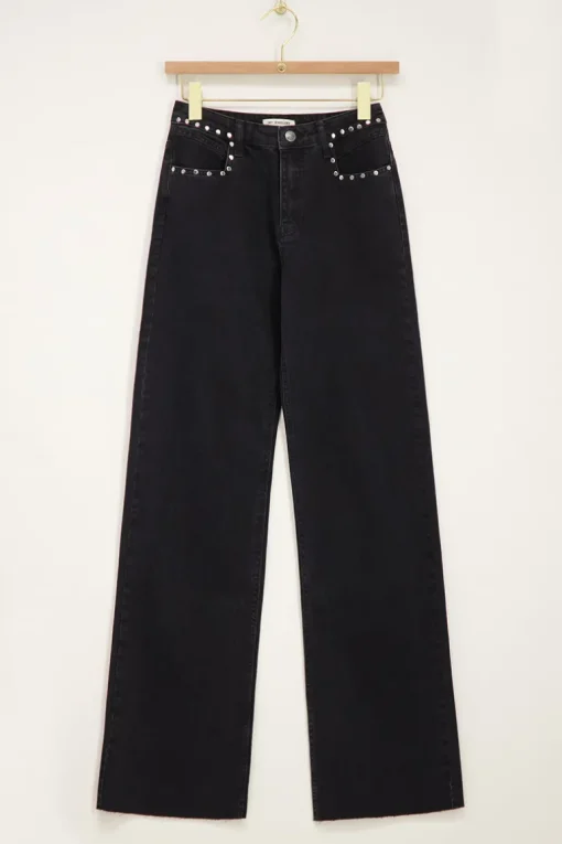 Zwarte Jeans Met Wijde Pijpen & Studs