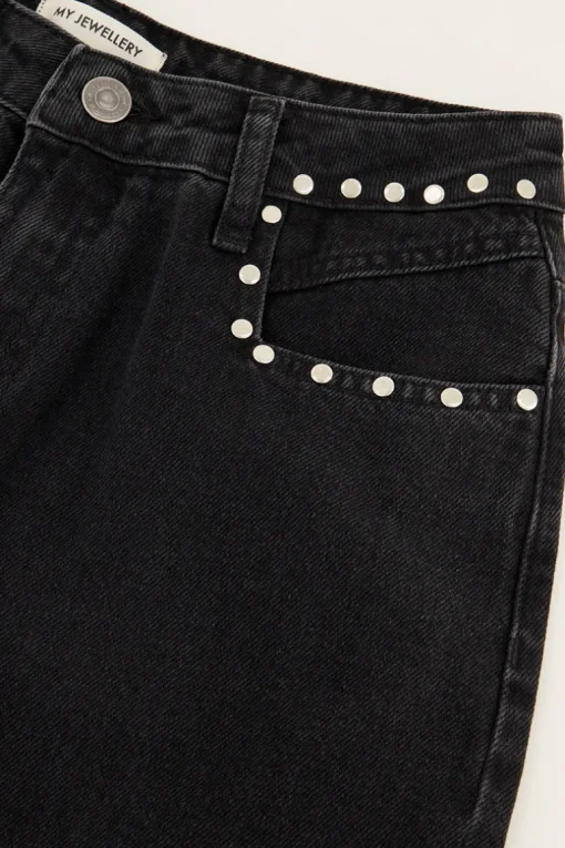 Zwarte Jeans Met Wijde Pijpen & Studs