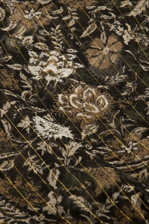 Zwarte Jurk Met Bloemenprint En Chiffon Lurex