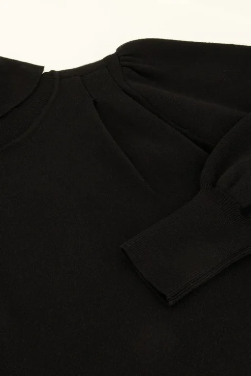 Zwarte Jurk Met Pofmouwen En Col