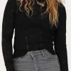 Zwarte Kanten Top Met Boothals
