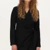 Zwarte Lange Mouwen Blazer Jurk