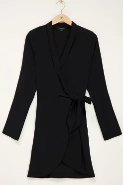 Zwarte Lange Mouwen Blazer Jurk