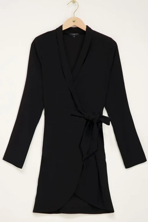 Zwarte Lange Mouwen Blazer Jurk