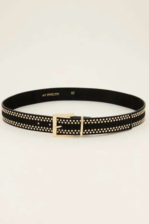Zwarte Leren Riem Met Goudkleurige Studs