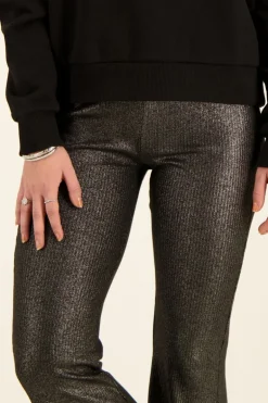 Zwarte Metallic Flared Broek