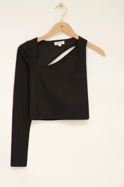 Zwarte Metallic Rib Top Cut-out
