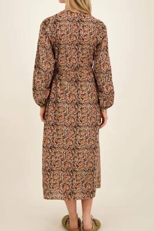 Zwarte Midi Jurk Met Bloemenprint