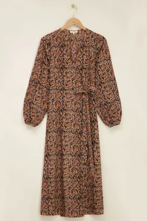 Zwarte Midi Jurk Met Bloemenprint