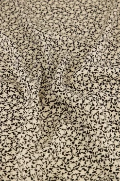 Zwarte Midi Jurk Met Witte Print