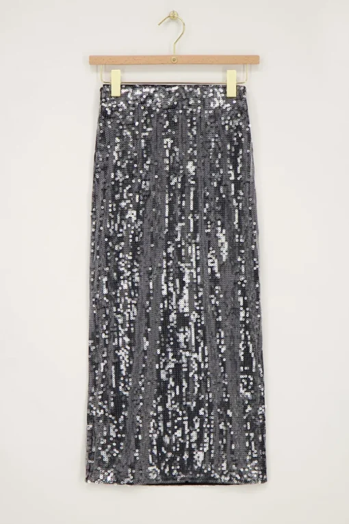 Zwarte Midi Rok Met Pailletten