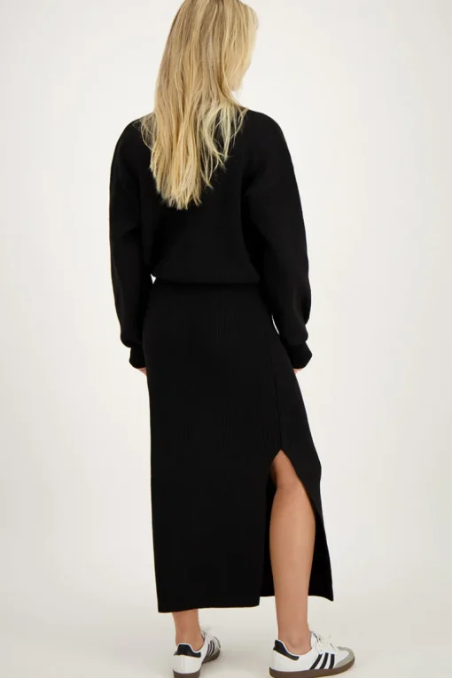 Zwarte Midi Skirt Met Split