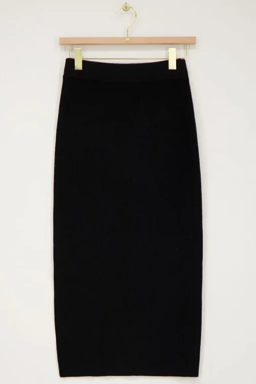 Zwarte Midi Skirt Met Split