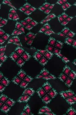 Zwarte One Shoulder Top Met Roze Print