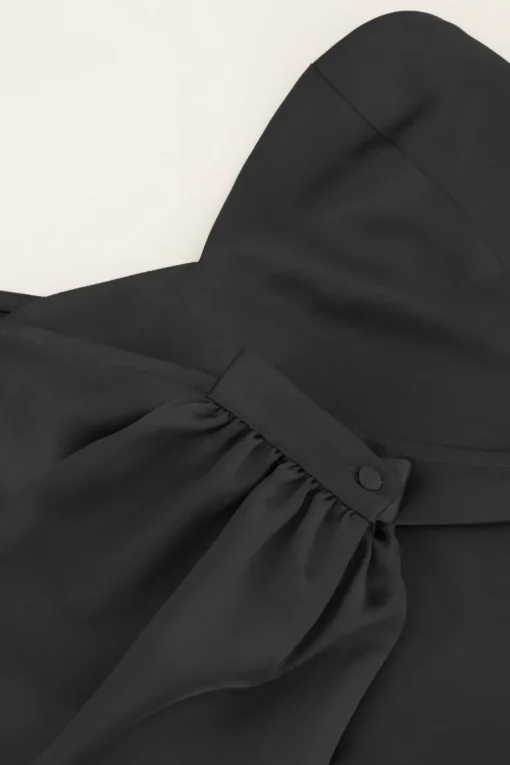 Zwarte One-shoulder Corset Top Satijn