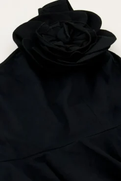 Zwarte One-shoulder Top Met Grote Bloem