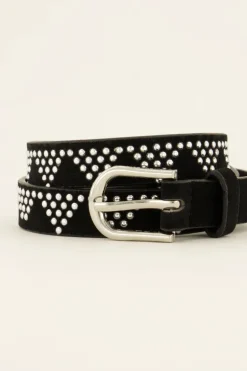 Zwarte Riem Met Zilveren Studs