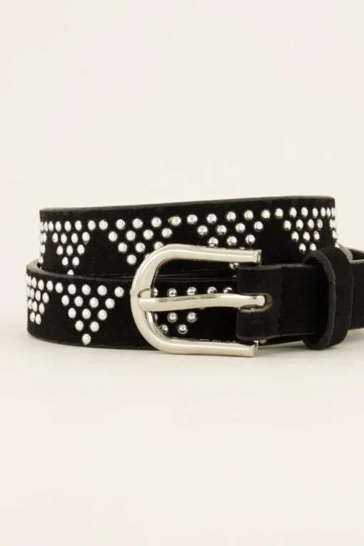 Zwarte Riem Met Zilveren Studs
