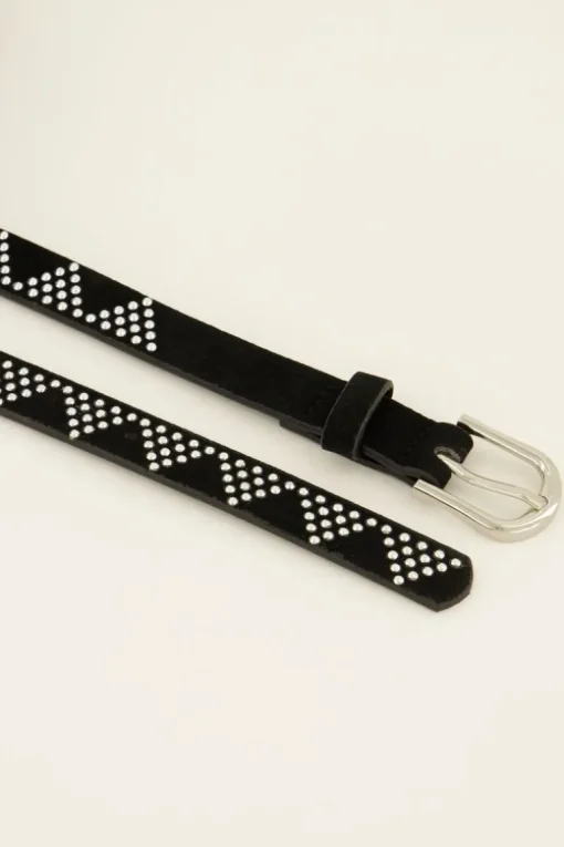 Zwarte Riem Met Zilveren Studs
