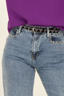 Zwarte Riem Met Zilveren Studs