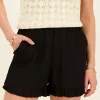 Zwarte Short Met Linnen & Ruffles
