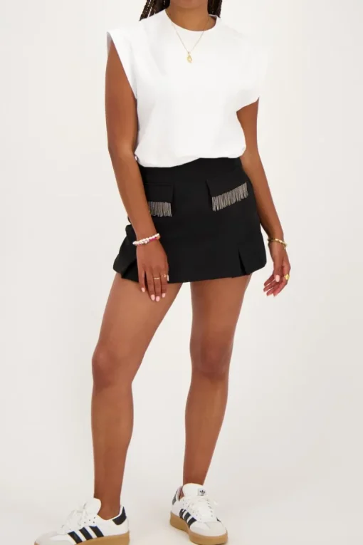 Zwarte Skort Met Kralen Koordjes