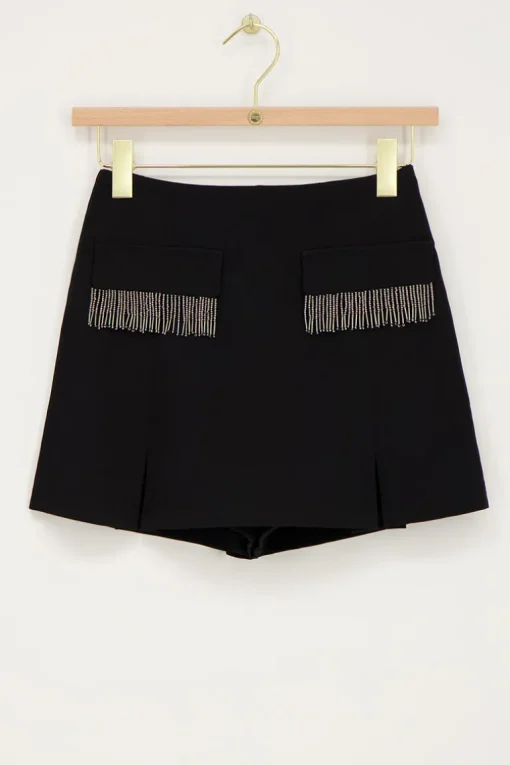 Zwarte Skort Met Kralen Koordjes