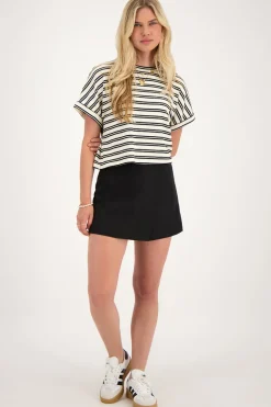 Zwarte Skort Met Overslag En Blinde Rits