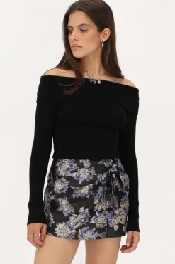 Zwarte Skort Met Paarse Jacquard