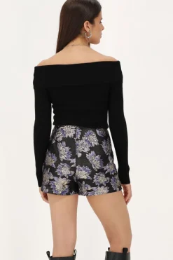 Zwarte Skort Met Paarse Jacquard