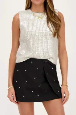 Zwarte Skort Met Studs All-over