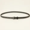 Zwarte Smalle Riem Met Zilveren Studs & Details