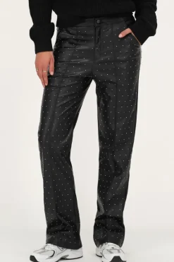 Zwarte Straight Leg Broek Met Studs