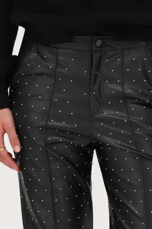 Zwarte Straight Leg Broek Met Studs