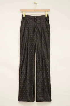 Zwarte Straight Leg Broek Met Studs