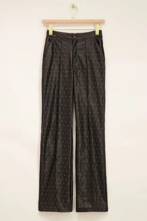 Zwarte Straight Leg Broek Met Studs