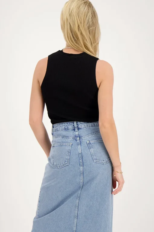 Zwarte Tanktop Met Rib Structuur