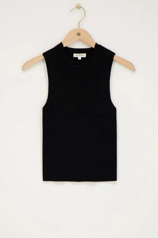 Zwarte Tanktop Met Rib Structuur
