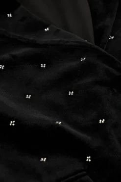 Zwarte Velvet Blazer Met Kraaltjes