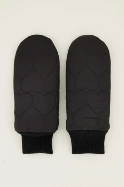 Zwarte Wanten Met Padded Hartjes