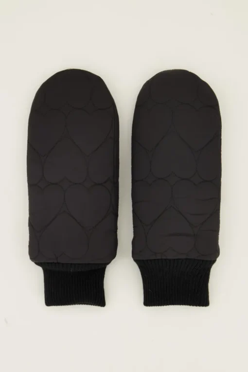 Zwarte Wanten Met Padded Hartjes