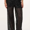 Zwarte Wide Leg Broek Met Pailletten