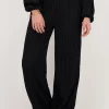 Zwarte Wide Leg Crinkle Broek