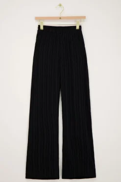Zwarte Wide Leg Crinkle Broek