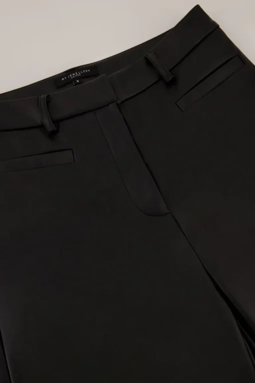Zwarte Wijdvallende Broek Leatherlook