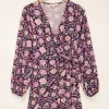 Zwarte Wikkeljurk Met Lila En Roze Bloemen